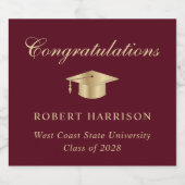 Elegant Afstudeerder Pet Bourgondië Gold Graduatio Sparkling Wijnetiket (Enkel label)