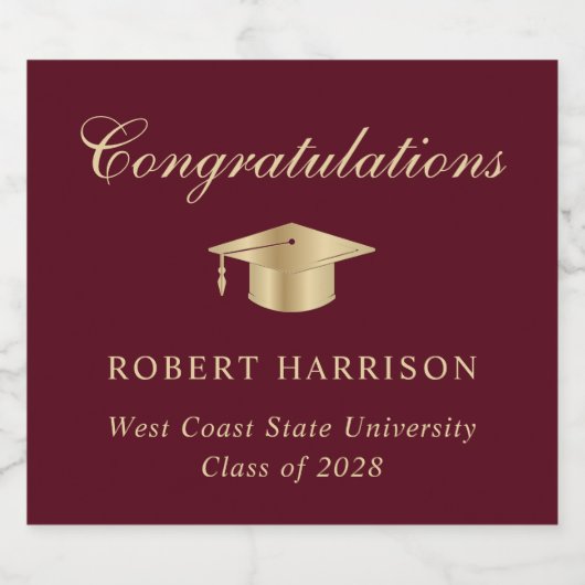 Elegant Afstudeerder Pet Bourgondië Gold Graduatio Sparkling Wijnetiket (Enkel label)