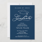 Elegant Afstudeerder Pet Navy Blue Afstuderen Kaart (Voorkant)