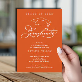 Elegant Afstudeerder Pet Oranje Afstuderen Kaart
