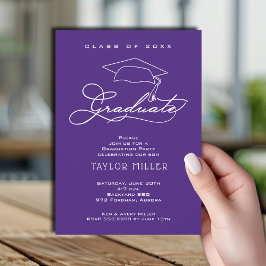 Elegant Afstudeerder Pet Paars Afstuderen Kaart