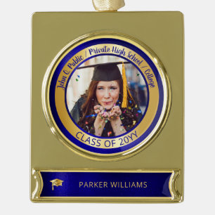 Elegant Afstudeerder Pet School Afstuderen Afstude Verguld Banner Ornament