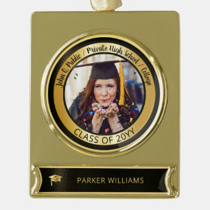 Elegant Afstudeerder Pet School Afstuderen Afstude Verguld Banner Ornament