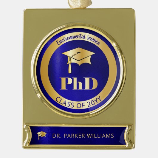 Elegant Afstudeerder Pet School PhD Afstuderen Afs Verguld Banner Ornament (Voorkant)