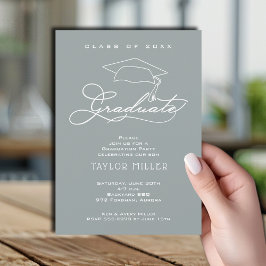 Elegant Afstudeerder Pet Silver Grey Afstuderen Kaart