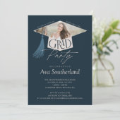 Elegant Afstudeerder Pet & Tassel Foto Afstudeerfe Kaart (Staand voorkant)