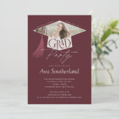 Elegant Afstudeerder Pet & Tassel Foto Afstudeerfe Kaart (Staand voorkant)
