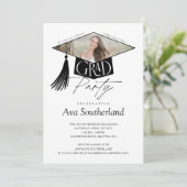 Elegant Afstudeerder Pet & Tassel Foto Afstudeerfe Kaart (Staand voorkant)