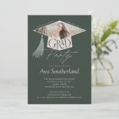 Elegant Afstudeerder Pet & Tassel Foto Afstudeerfe Kaart (Staand voorkant)
