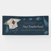 Elegant Afstudeerder Pet & Tassel Foto Afstudeerfe Spandoek (Horizontaal)