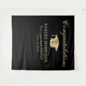 Elegant Afstudeerder Pet Zwart Goud Afstuderen Wel Wandkleed (Voorkant (horizontaal))
