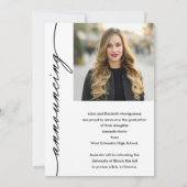 Elegant Afstudeerder Script Photo Afstuderen Aankondiging (Achterkant)