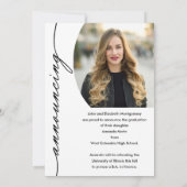 Elegant Afstudeerder Script Photo Afstuderen Aankondiging (Achterkant)