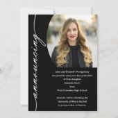 Elegant Afstudeerder Script Photo Afstuderen Aankondiging (Achterkant)