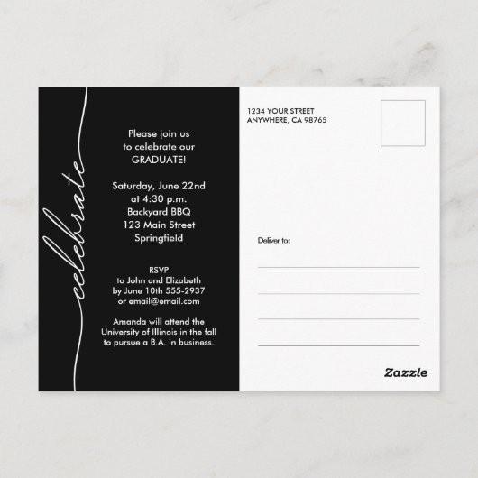 Elegant Afstudeerder Script Photo Afstuderen Briefkaart (Achterkant)