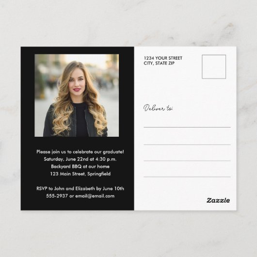 Elegant Afstudeerder Script Photo Afstuderen Briefkaart (Achterkant)