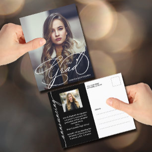 Elegant Afstudeerder Script Photo Afstuderen Briefkaart