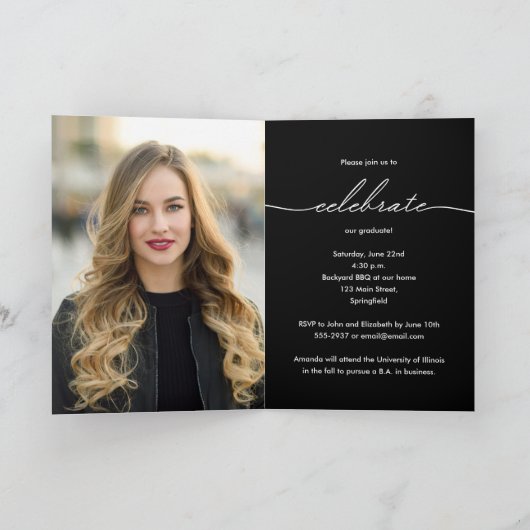 Elegant Afstudeerder Script Photo Afstuderen Gevou (Binnen)