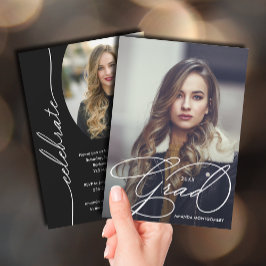 Elegant Afstudeerder Script Photo Afstuderen Kaart