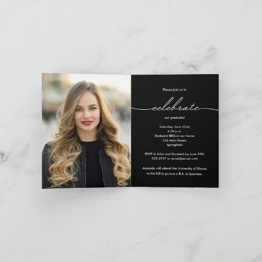 Elegant Afstudeerder Script Photo Afstuderen klein (Binnen)