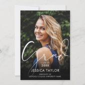Elegant Afstudeerder Script Photo Graduation Party Kaart (Voorkant)