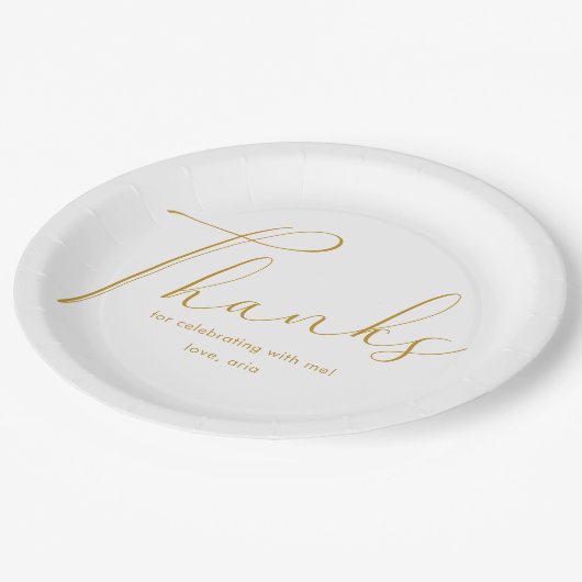 Elegant afstudeerfeest dank u script papieren bordje (Gekanteld)