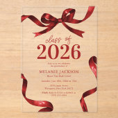 Elegant Afstudeerfeest met Strik Acryl Uitnodigingen (Voorkant)