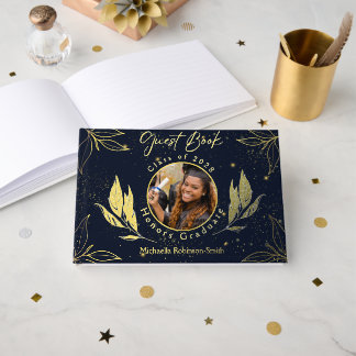 Elegant afstudeerfeest Navy Gold Gastenboek