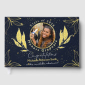 Elegant afstudeerfeest Navy Gold Gastenboek (Voorkant)