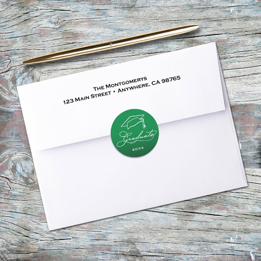 Elegant Afstudeerscript Groene Envelope Zegel