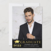 Elegant Afstuderen 2022 Black Gold Metallic 2 foto Aankondiging (Voorkant)