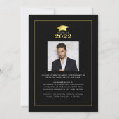 Elegant Afstuderen 2022 Black Gold Metallic 2 foto Aankondiging (Achterkant)