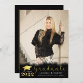 Elegant Afstuderen 2022 Black Gold Metallic 2 foto Aankondiging (Voorkant / Achterkant)