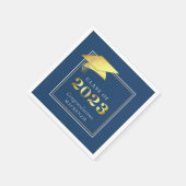Elegant Afstuderen 2023 Blue Gold Metallic Script Servet (Hoek)