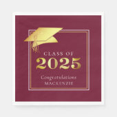 Elegant Afstuderen 2023 Maroon Gold Personalized N Servet (Voorkant)