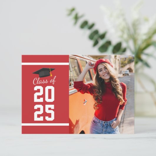 Elegant Afstuderen 2025 Fotofeest Uitnodiging (Staand voorkant)