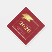 Elegant Afstuderen 2025 Rood Goud Gepersonaliseerd Servet (Hoek)