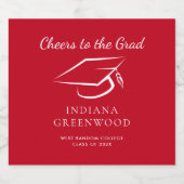 Elegant Afstuderen 2025 Script Red Afstudeerder Pa Likeurfles Etiket (Enkel label)