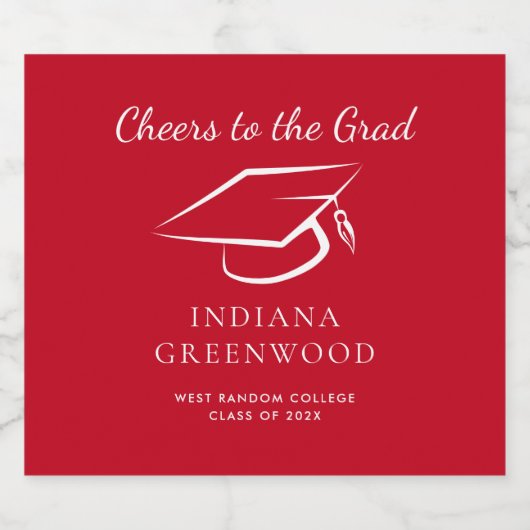 Elegant Afstuderen 2025 Script Red Afstudeerder Pa Likeurfles Etiket (Enkel label)