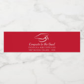 Elegant Afstuderen 2025 Script Rood Afstudeerder Waterfles Etiket (Enkel label)