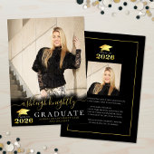 Elegant Afstuderen 2025 Zwart Goud Script 2 Foto's Aankondiging