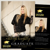 Elegant Afstuderen 2025 Zwart Goud Script 2 Foto's Aankondiging