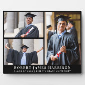 Elegant Afstuderen 3 Foto Collage Black Fotoplaat (Voorkant)