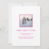 Elegant Afstuderen 5-foto Hot Pink Girly Afstudere Aankondiging (Achterkant)