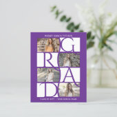 Elegant Afstuderen 5-foto Paarse Afstuderen Uitnod (Staand voorkant)