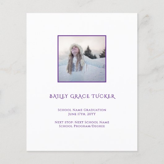Elegant Afstuderen 5-foto Paarse Afstuderen Uitnod (Achterkant)