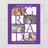 Elegant Afstuderen 5-foto Paarse Afstuderen Uitnod (Voorkant)