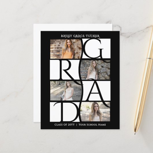 Elegant Afstuderen 5-foto zwart-wit Afstuderen (Voorkant / Achterkant in situ)