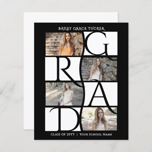 Elegant Afstuderen 5-foto zwart-wit Afstuderen (Voorkant / Achterkant)