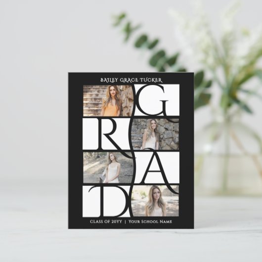 Elegant Afstuderen 5-foto zwart-wit Afstuderen (Staand voorkant)